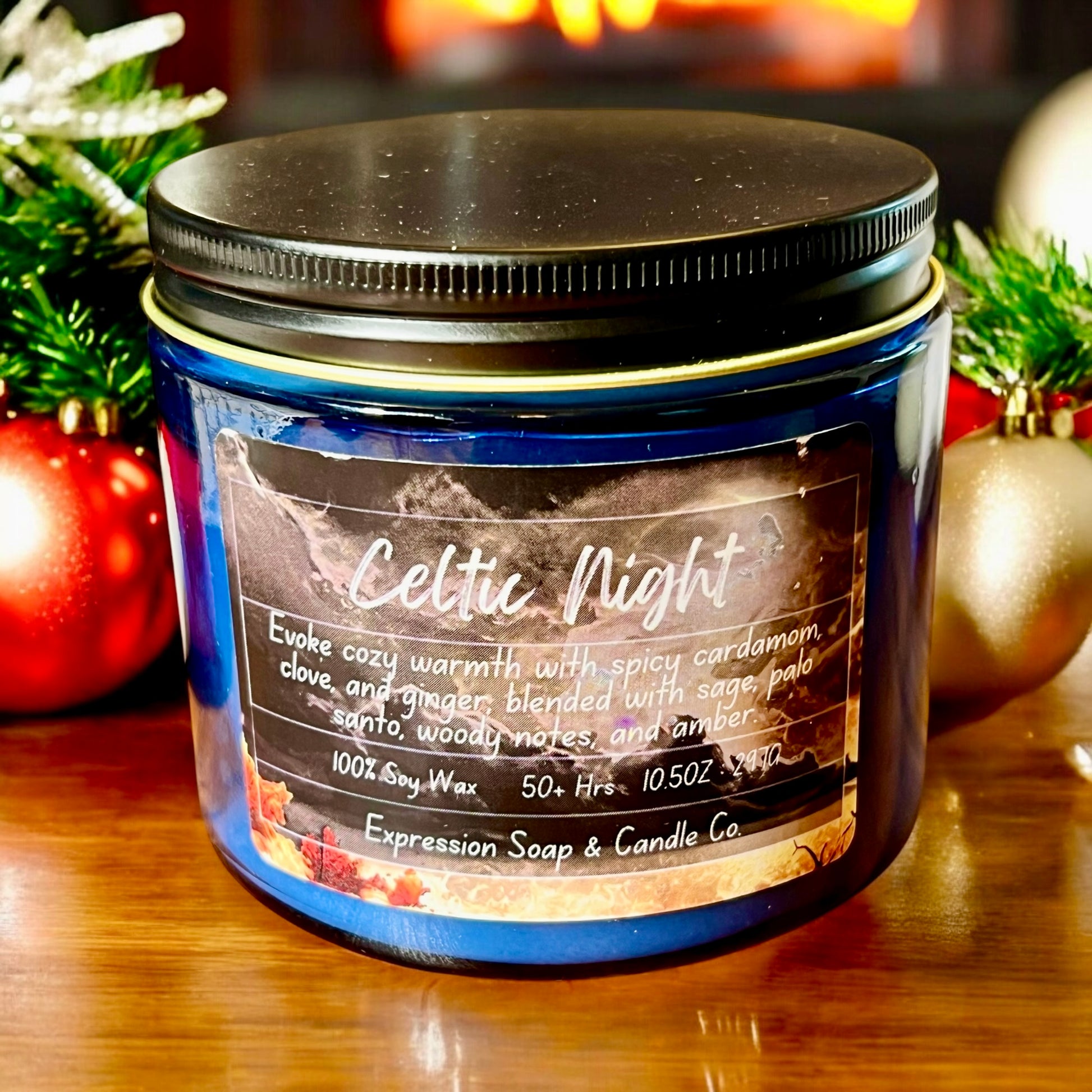 Celtic Night Candle – handmade candle by Freedom of Expression Gifts.