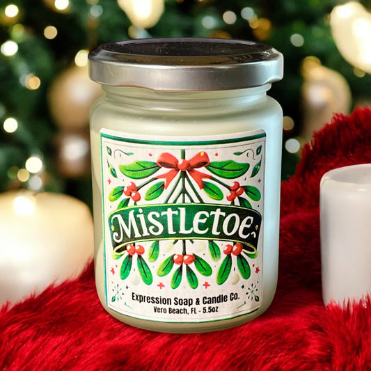 Mistletoe Candle – handmade candle by Freedom of Expression Gifts.