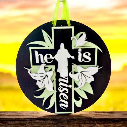 He is Risen – handmade sign by Freedom of Expression Gifts.