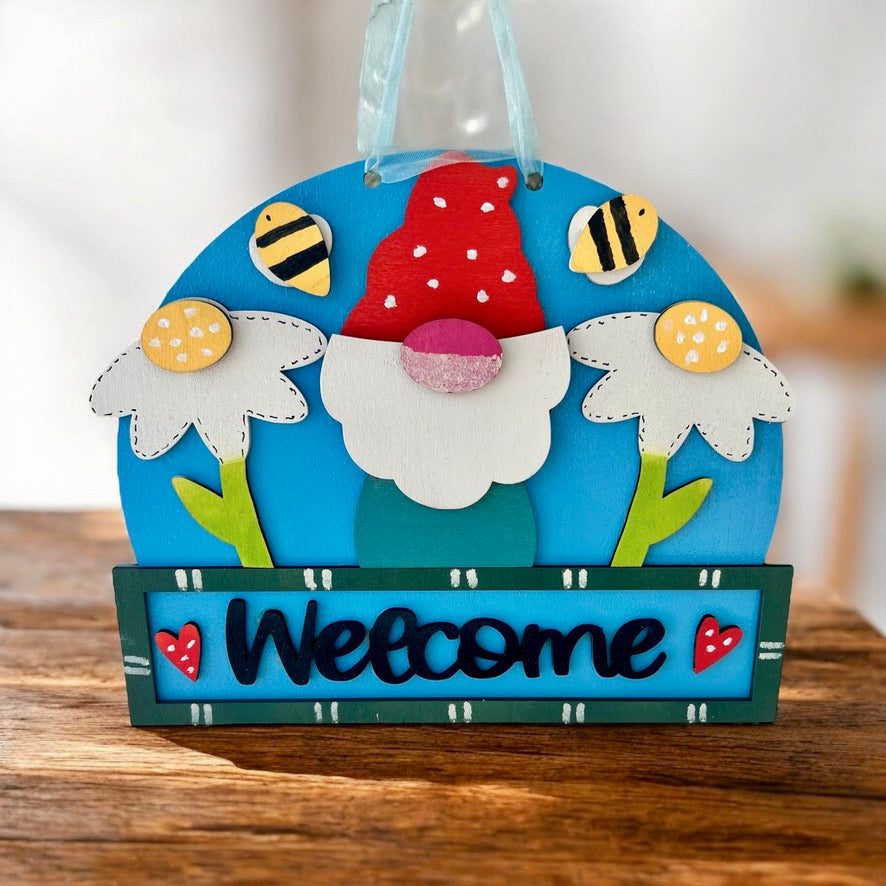 Welcome Gnome – handmade sign by Freedom of Expression Gifts.
