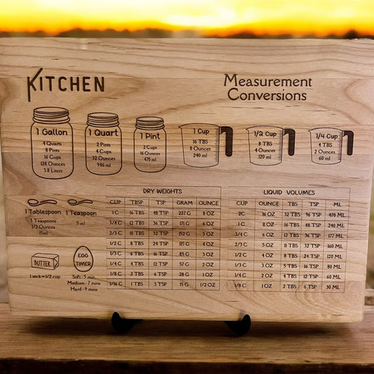 Cutting Board - Measurement Conversions – handmade cutting board by Freedom of Expression Gifts.