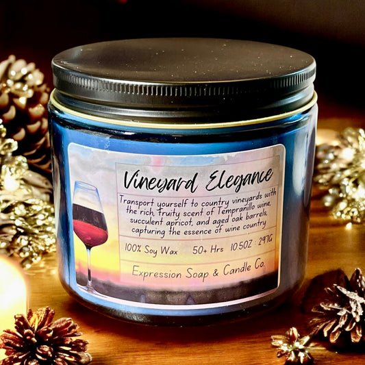 Vineyard Elegance Candle – handmade candle by Freedom of Expression Gifts.