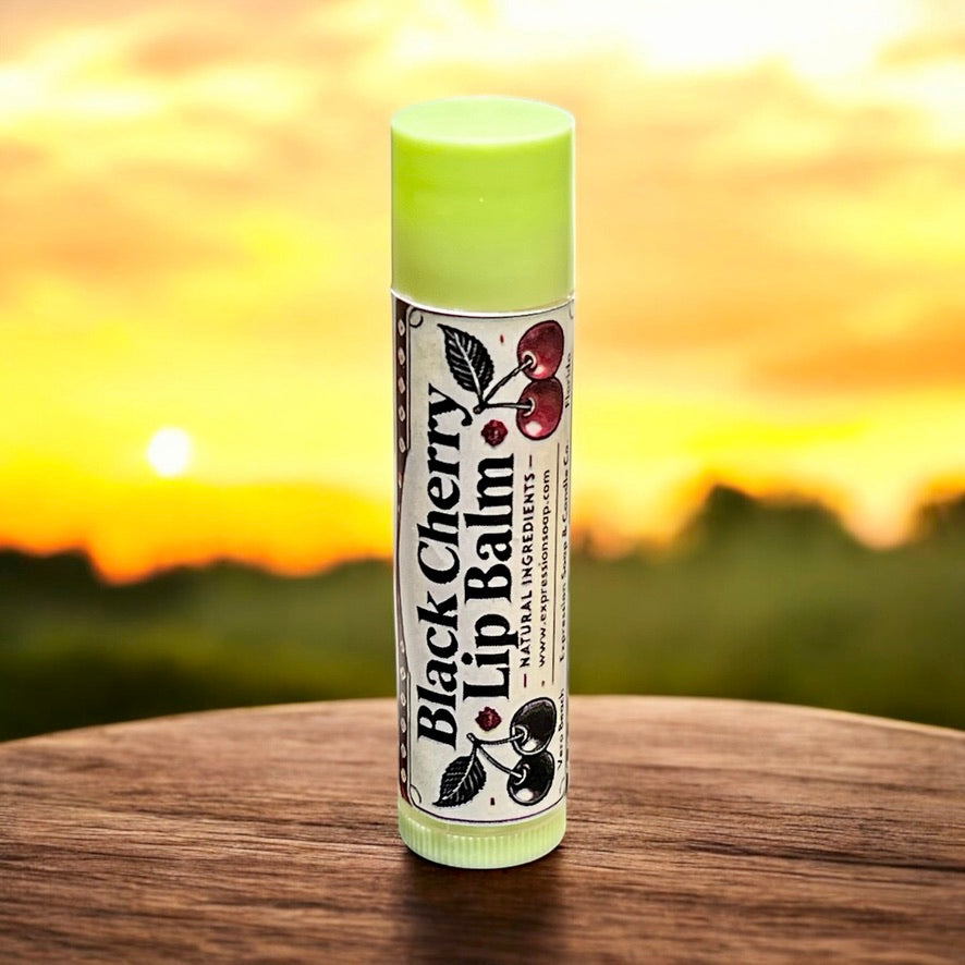 Black Cherry Lip Balm – handmade lip balm by Freedom of Expression Gifts.