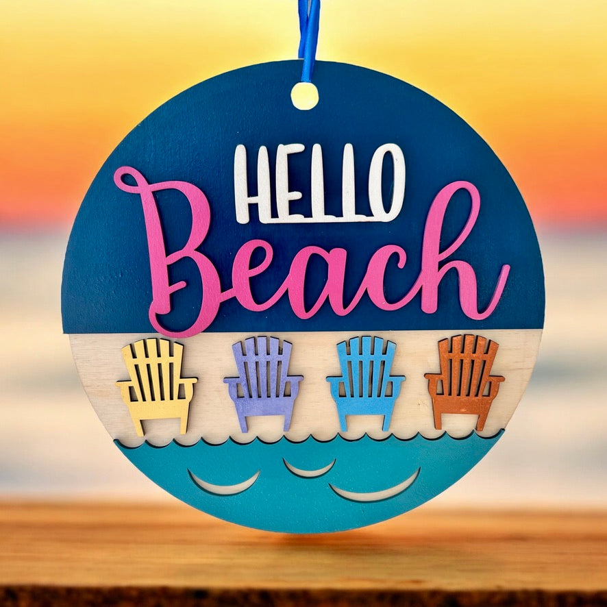 Hello Beach – handmade sign by Freedom of Expression Gifts.