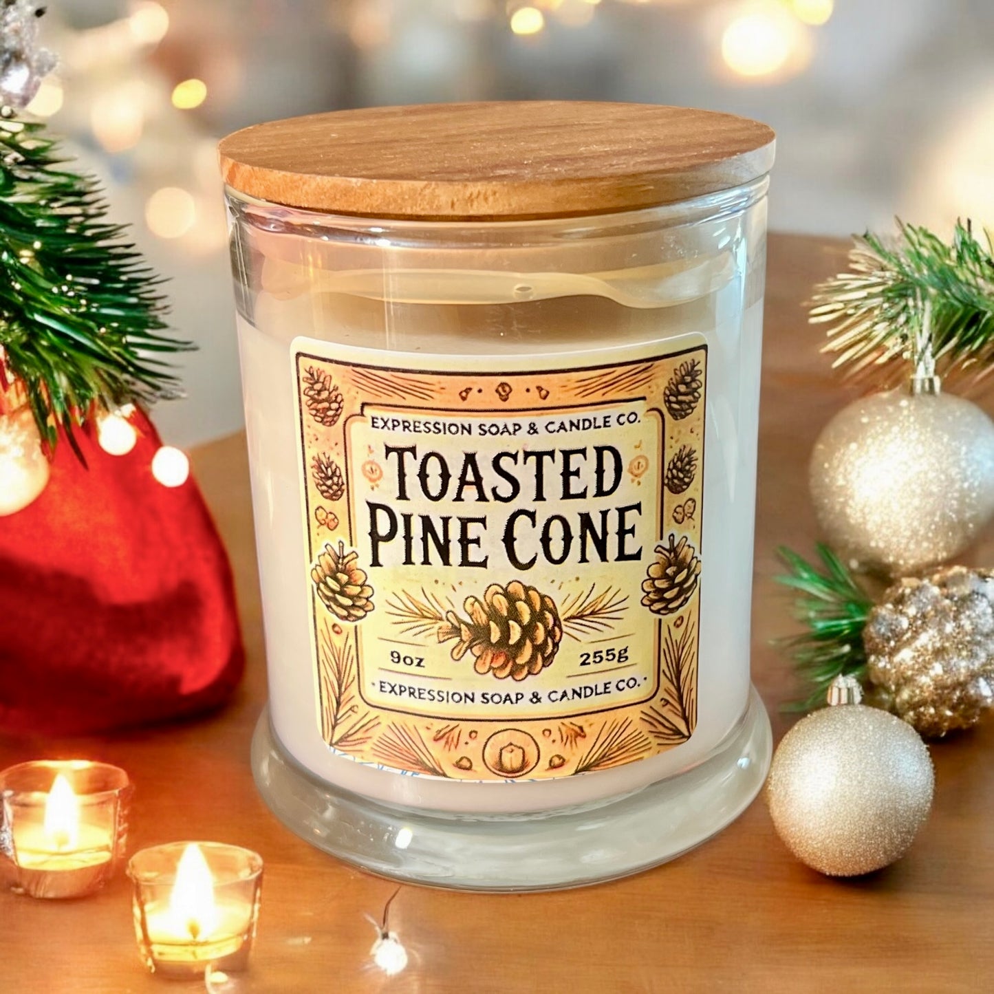 Toasted Pinecone – handmade candle by Freedom of Expression Gifts.