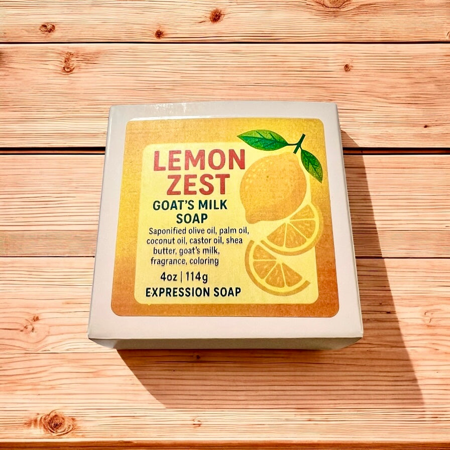 Lemon Zest Goat’s Milk Soap – All Natural, Handmade, 4oz Bar by Expression Soap – handmade soap by Freedom of Expression Gifts.