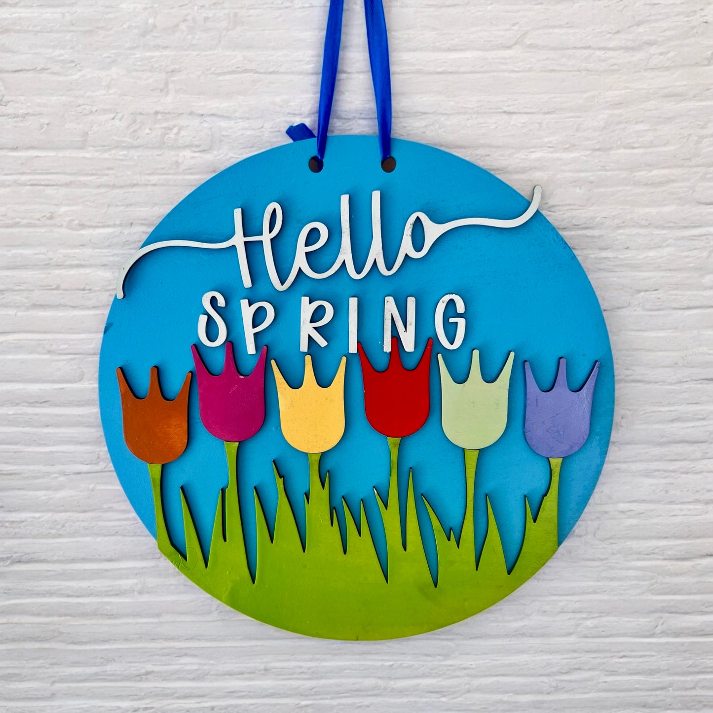 Hello Spring – handmade sign by Freedom of Expression Gifts.