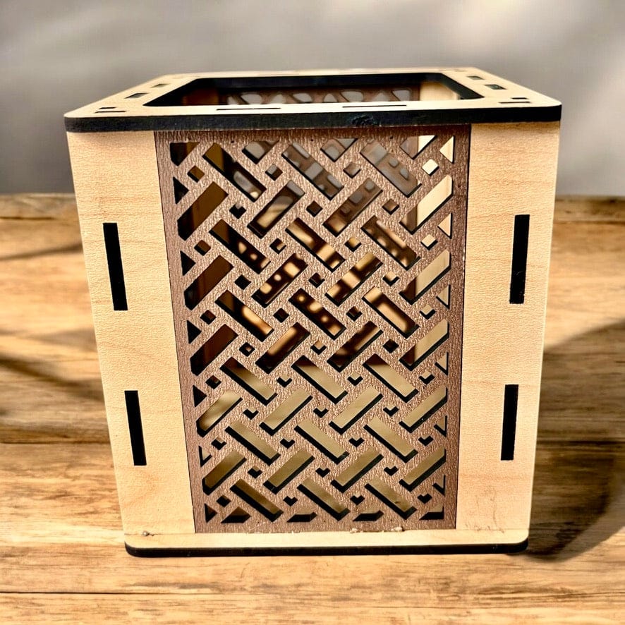 Expression Soap & Candle Company Lantern Oak Trim - Walnut Panel Medium Tea Light Lantern