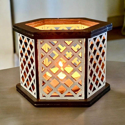 Expression Soap & Candle Company Lantern Walnut Small Tea Light Lantern